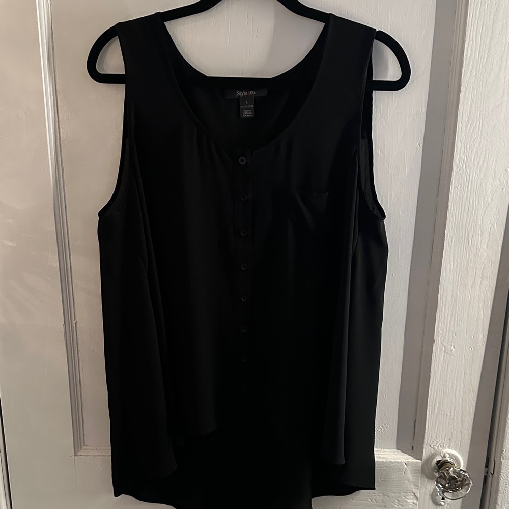 Style & Co. Black Button-Front Blouse